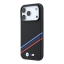 Apple iPhone 18 Pro Max Kılıf BMW Orjinal Lisanslı M-safe Şarj Özellikli Üç Şeritli Metal M Logolu Karbon Fiber Kevlar Kapak - 1