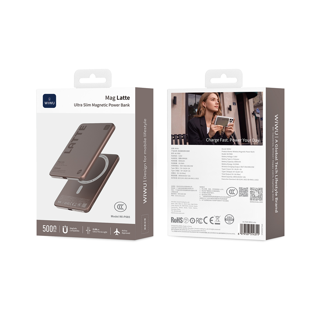 Wiwu Wi-P085 MagPearl Serisi Ultra İnce Wireless Kablosuz Powerbank 5000mAh 15W - 2