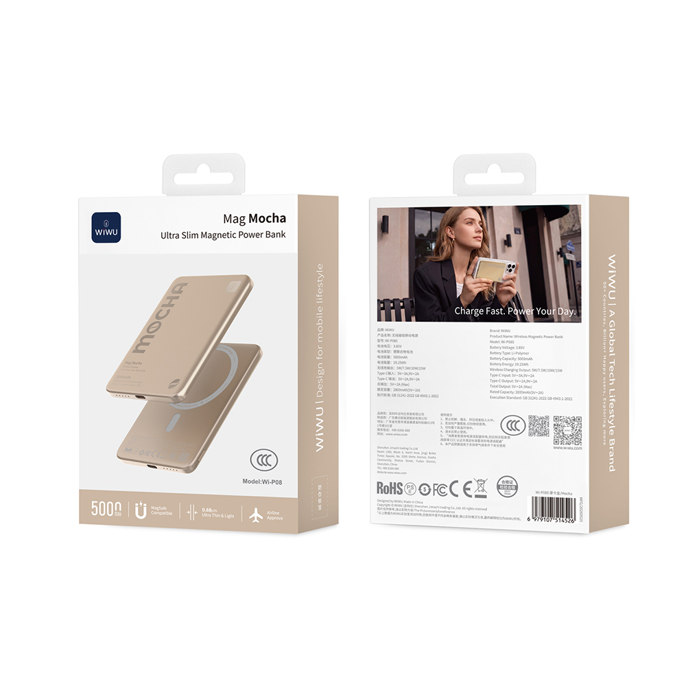Wiwu Wi-P085 MagPearl Serisi Ultra İnce Wireless Kablosuz Powerbank 5000mAh 15W - 3