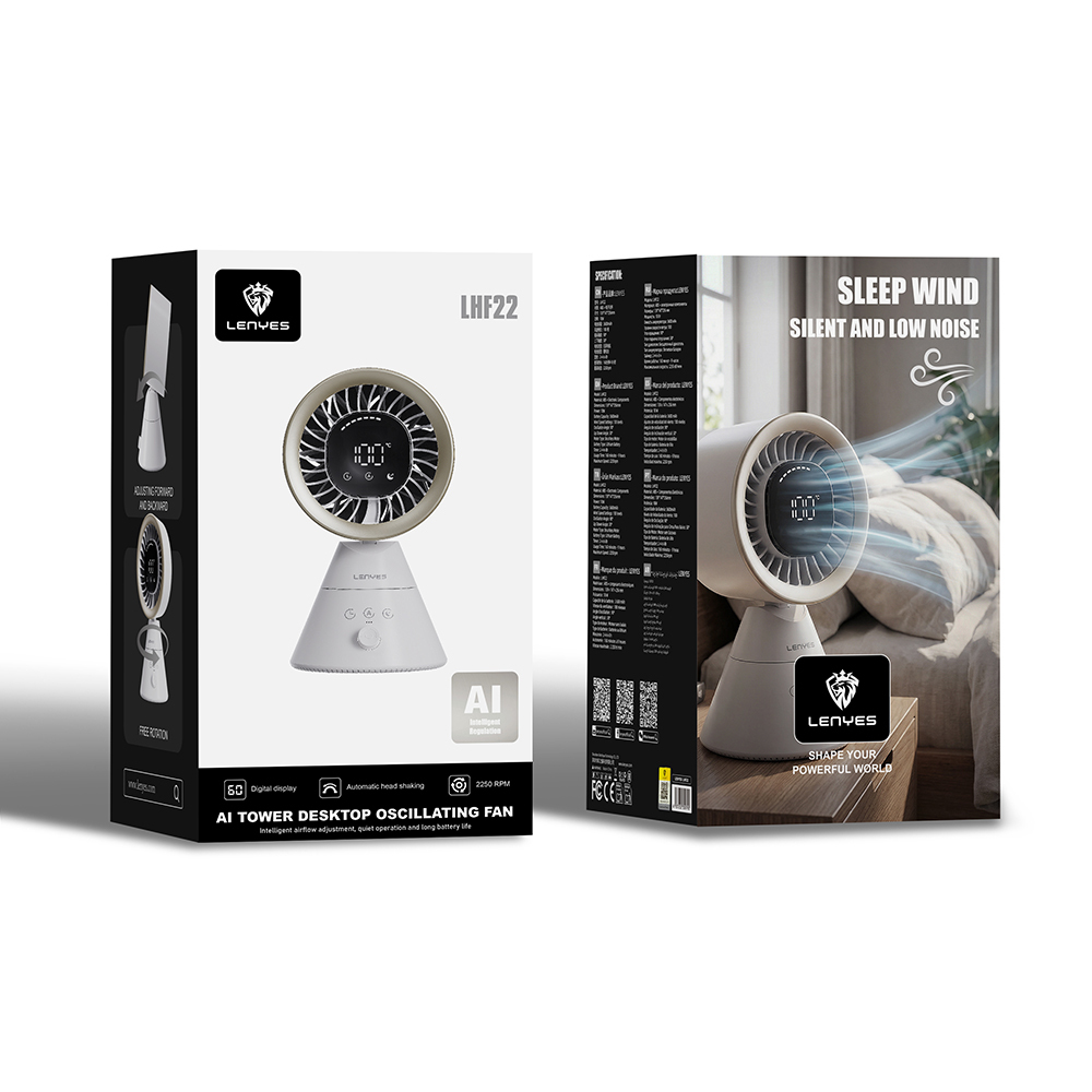 Lenyes LHF22 Dijital Led Göstergeli AI Hava Kontrollü Kule Tipi Soğutucu Masa Fanı - 6