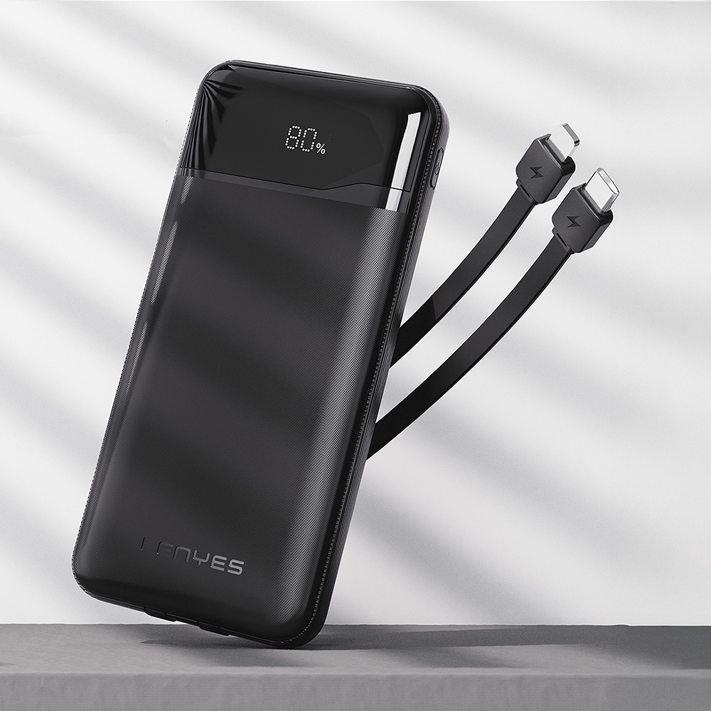 Lenyes PX180D Dijital LED Ekranlı Type-C ve Lightning Kablolu Powerbank 22.5W 10.000mAh - 1