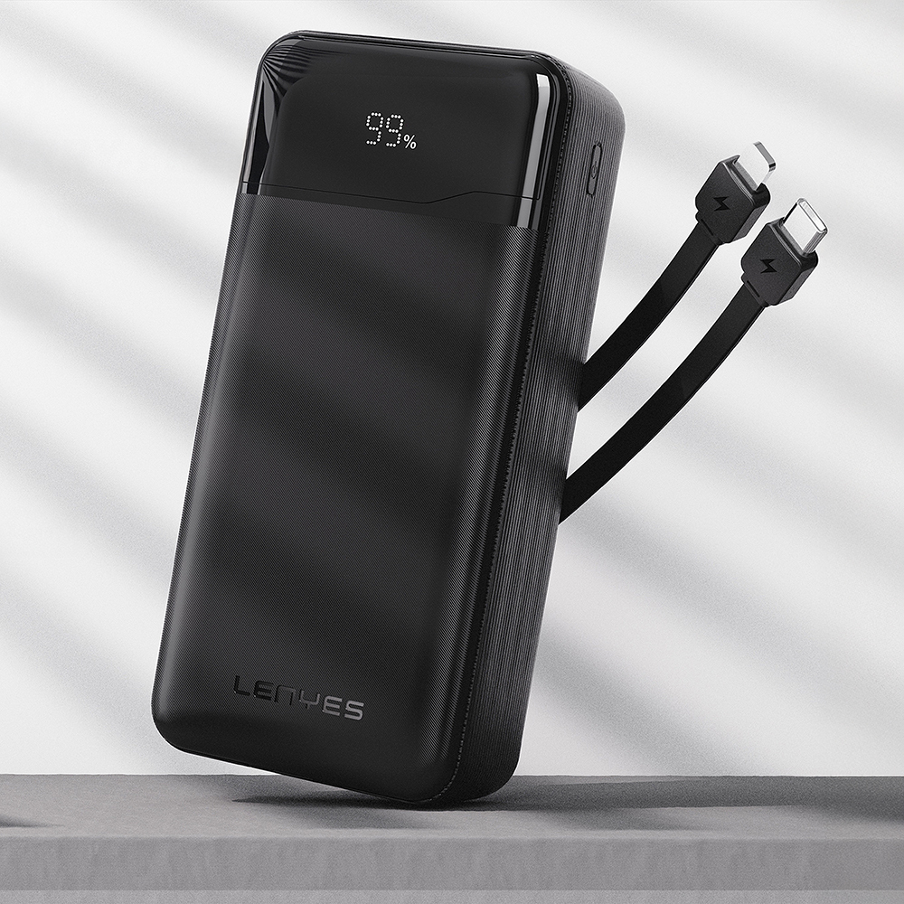 Lenyes PX280D Dijital LED Ekranlı Type-C ve Lightning Kablolu Powerbank 22.5W 20.000mAh - 2