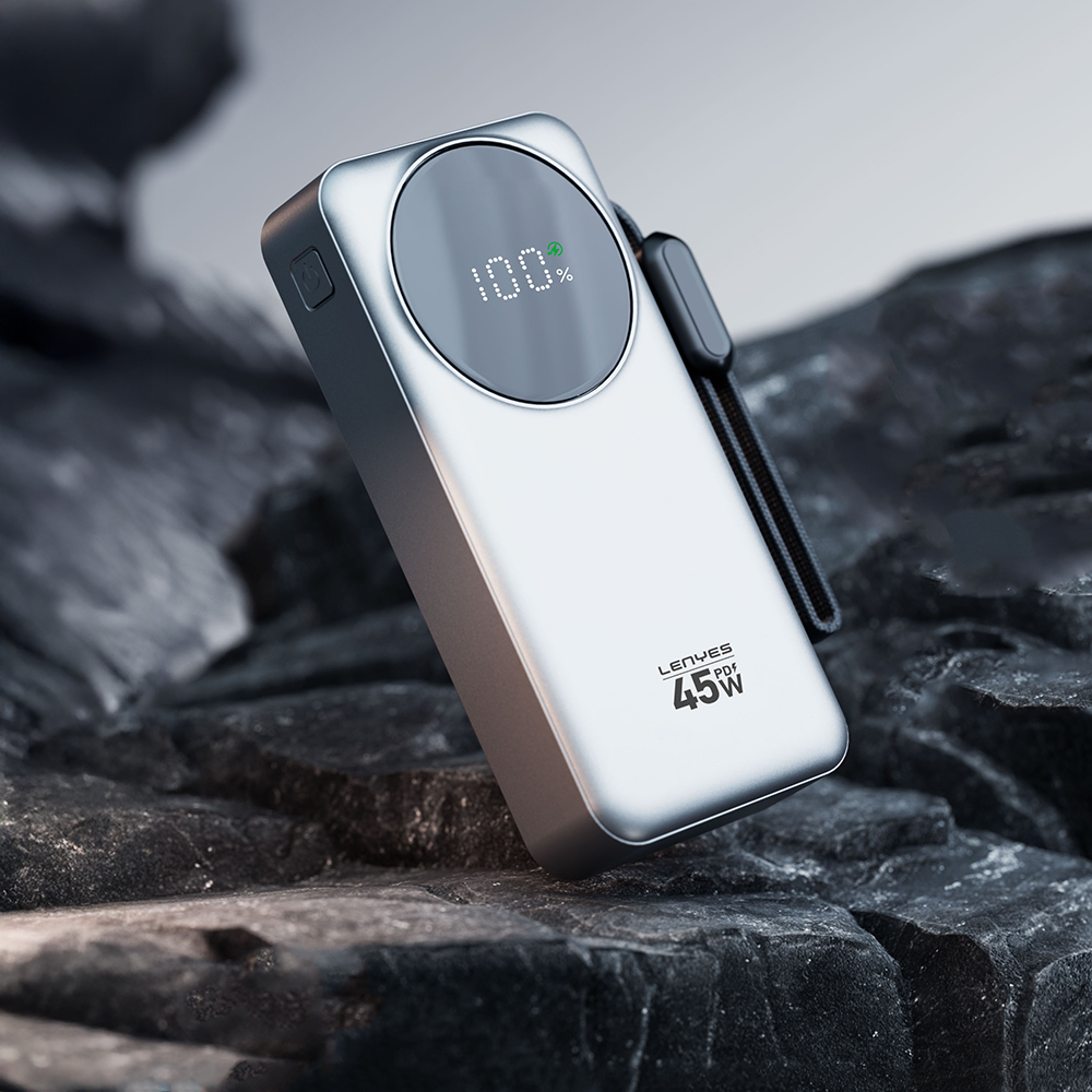Lenyes PX279D Dijital LED Ekranlı Type-C ve Lightning Kablolu Powerbank 45W 20.000mAh - 1