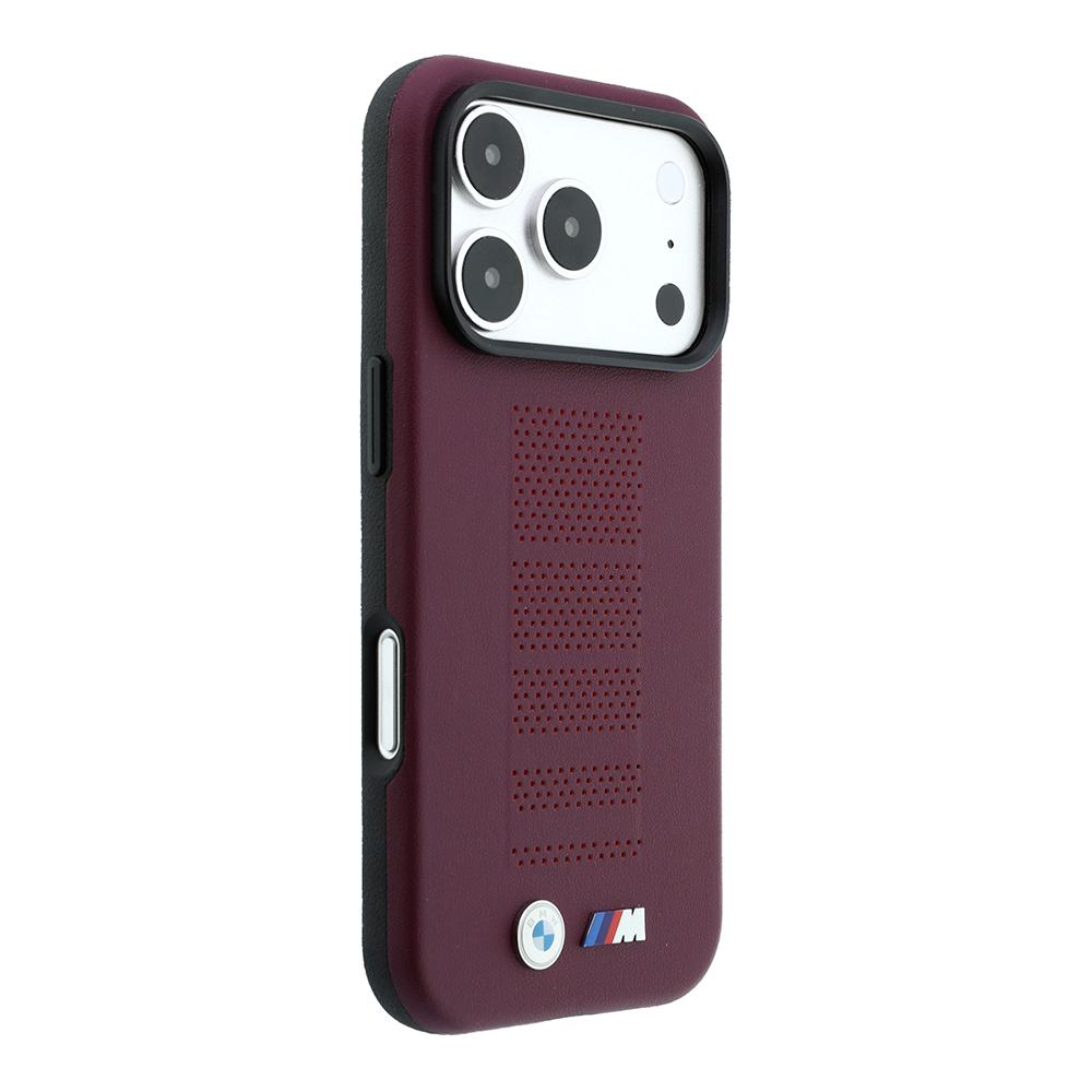 Apple iPhone 18 Pro Kılıf BMW Orjinal Lisanslı M-safe Şarj Özellikli PU Delikli Metal M Logolu Kapak - 3