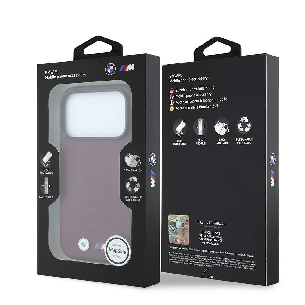 Apple iPhone 18 Pro Kılıf BMW Orjinal Lisanslı M-safe Şarj Özellikli PU Delikli Metal M Logolu Kapak - 7