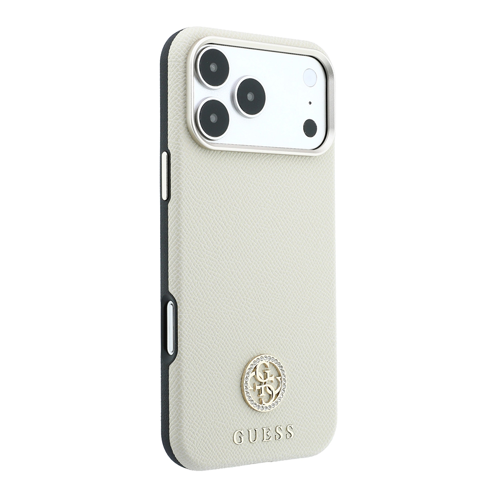 Apple iPhone 18 Pro Kılıf Guess Orjinal Lisanslı M-safe Şarj Özellikli PU Taşlı Metal 4G ve Yazı Logolu Kapak - 3