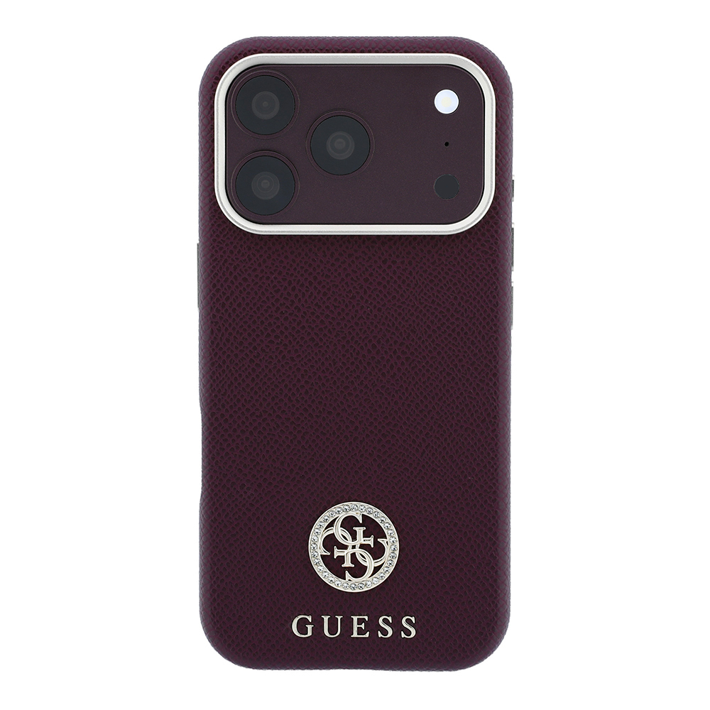 Apple iPhone 18 Pro Kılıf Guess Orjinal Lisanslı M-safe Şarj Özellikli PU Taşlı Metal 4G ve Yazı Logolu Kapak - 2