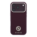 Apple iPhone 18 Pro Kılıf Guess Orjinal Lisanslı M-safe Şarj Özellikli PU Taşlı Metal 4G ve Yazı Logolu Kapak - 2