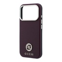 Apple iPhone 18 Pro Kılıf Guess Orjinal Lisanslı M-safe Şarj Özellikli PU Taşlı Metal 4G ve Yazı Logolu Kapak - 5