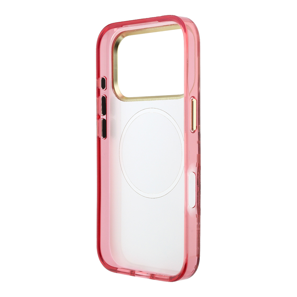 Apple iPhone 18 Pro Kılıf Guess Orjinal Lisanslı M-safe Şarj Özellikli Gül Desenli Simli Yazı Logolu Kapak - 6