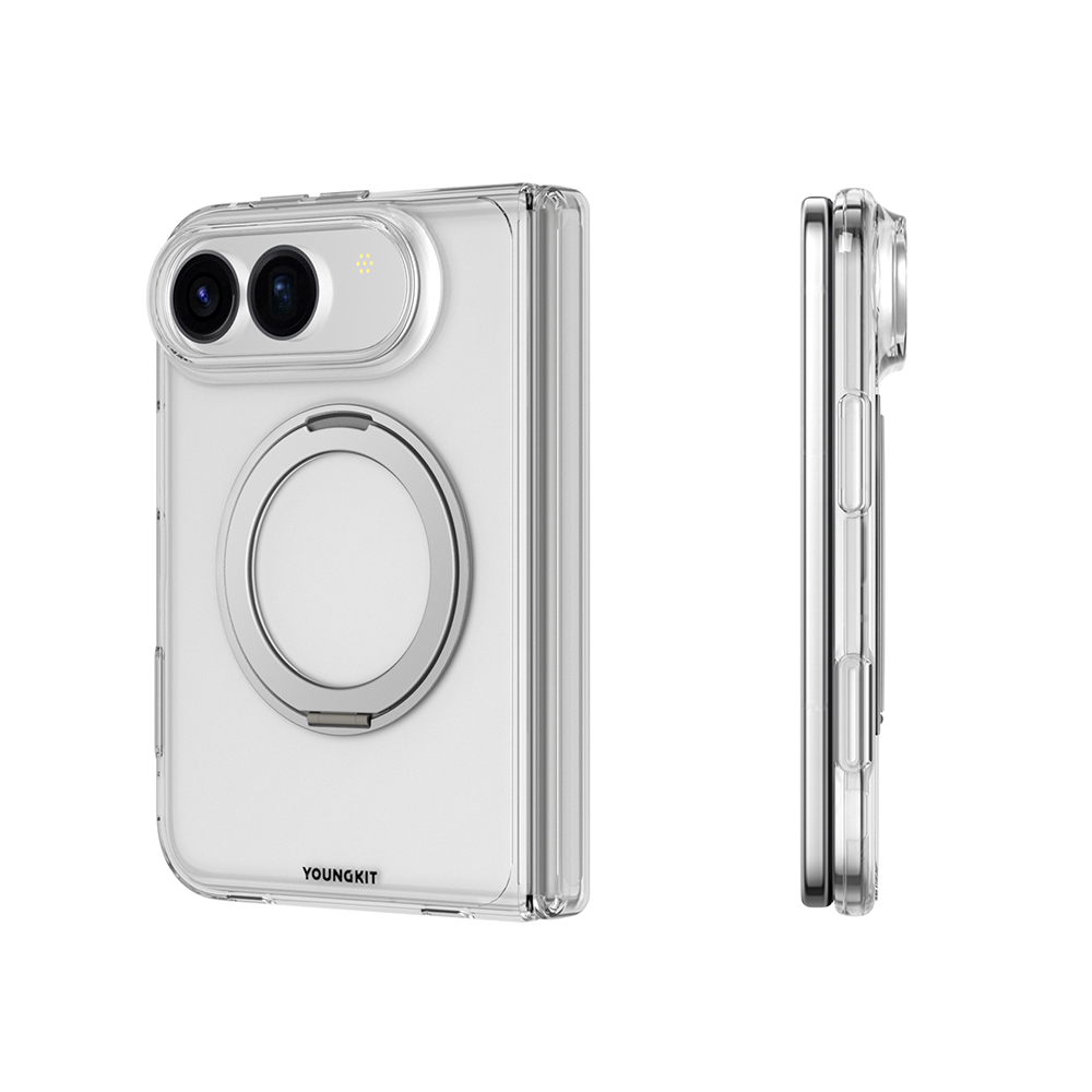 Apple iPhone Duo Kılıf M-safe Şarj Özellikli Youngkit Clear Serisi Standlı Kapak - 3
