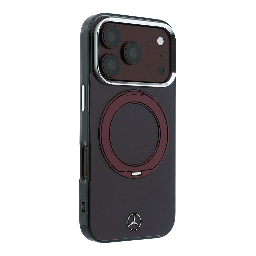 Apple iPhone 18 Pro Kılıf Mercedes Benz Orjinal Lisanslı M-safe Şarj Özellikli 360 Derece Dönebilen Standlı Metal Logolu Sert PC Kapak - 3