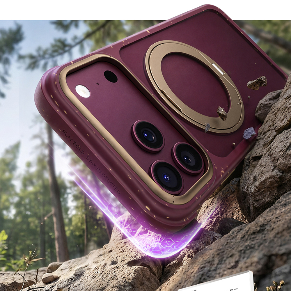 Apple iPhone 17 Pro Uyumlu Kılıf M-safe Şarj Özellikli Wiwu AA-203 AeroArmor Ultra Serisi Airbag Tasarımlı Standlı Kapak - 3