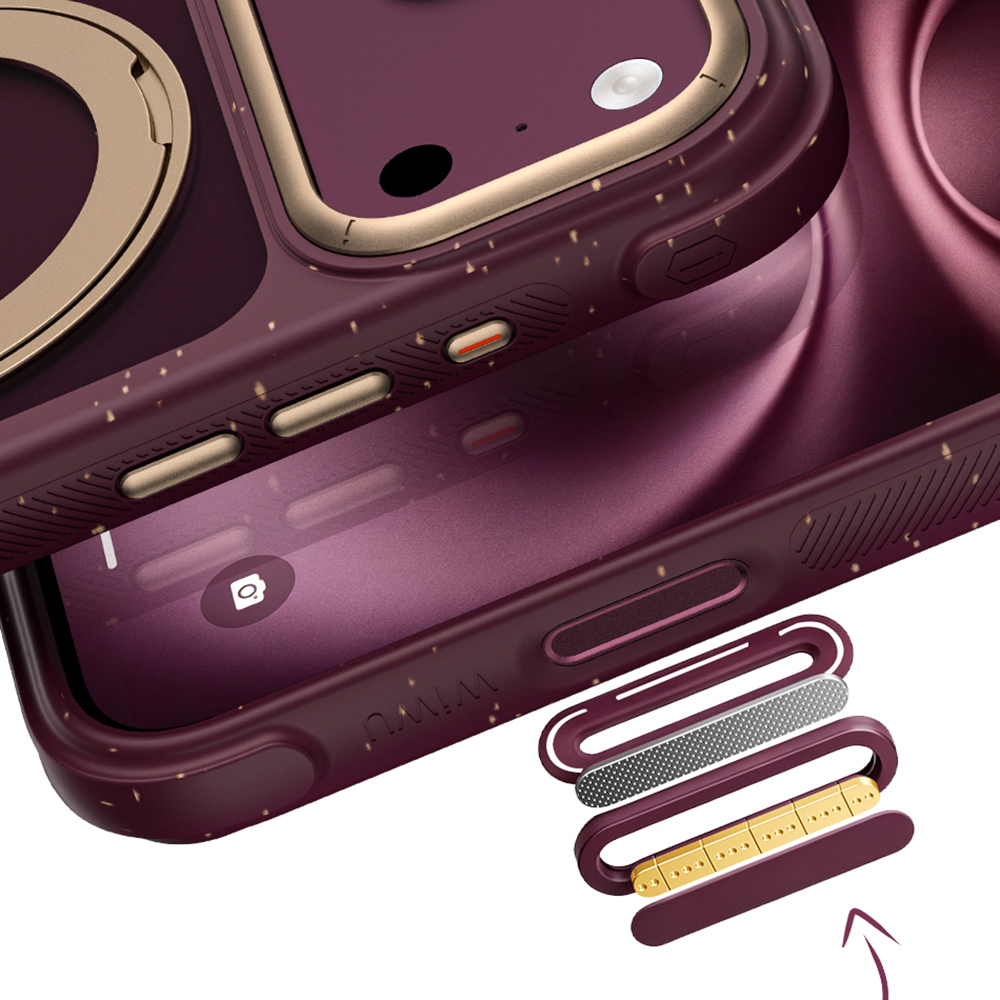 Apple iPhone 17 Pro Uyumlu Kılıf M-safe Şarj Özellikli Wiwu AA-203 AeroArmor Ultra Serisi Airbag Tasarımlı Standlı Kapak - 4