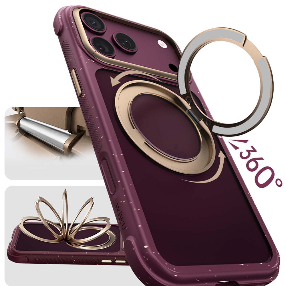 Apple iPhone 17 Pro Uyumlu Kılıf M-safe Şarj Özellikli Wiwu AA-203 AeroArmor Ultra Serisi Airbag Tasarımlı Standlı Kapak - 5