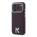 Apple iPhone 18 Pro Kılıf Karl Lagerfeld Orjinal Lisanslı M-safe Şarj Özellikli KHEAD Metal Logolu PU Grained Deri Kapak - 1