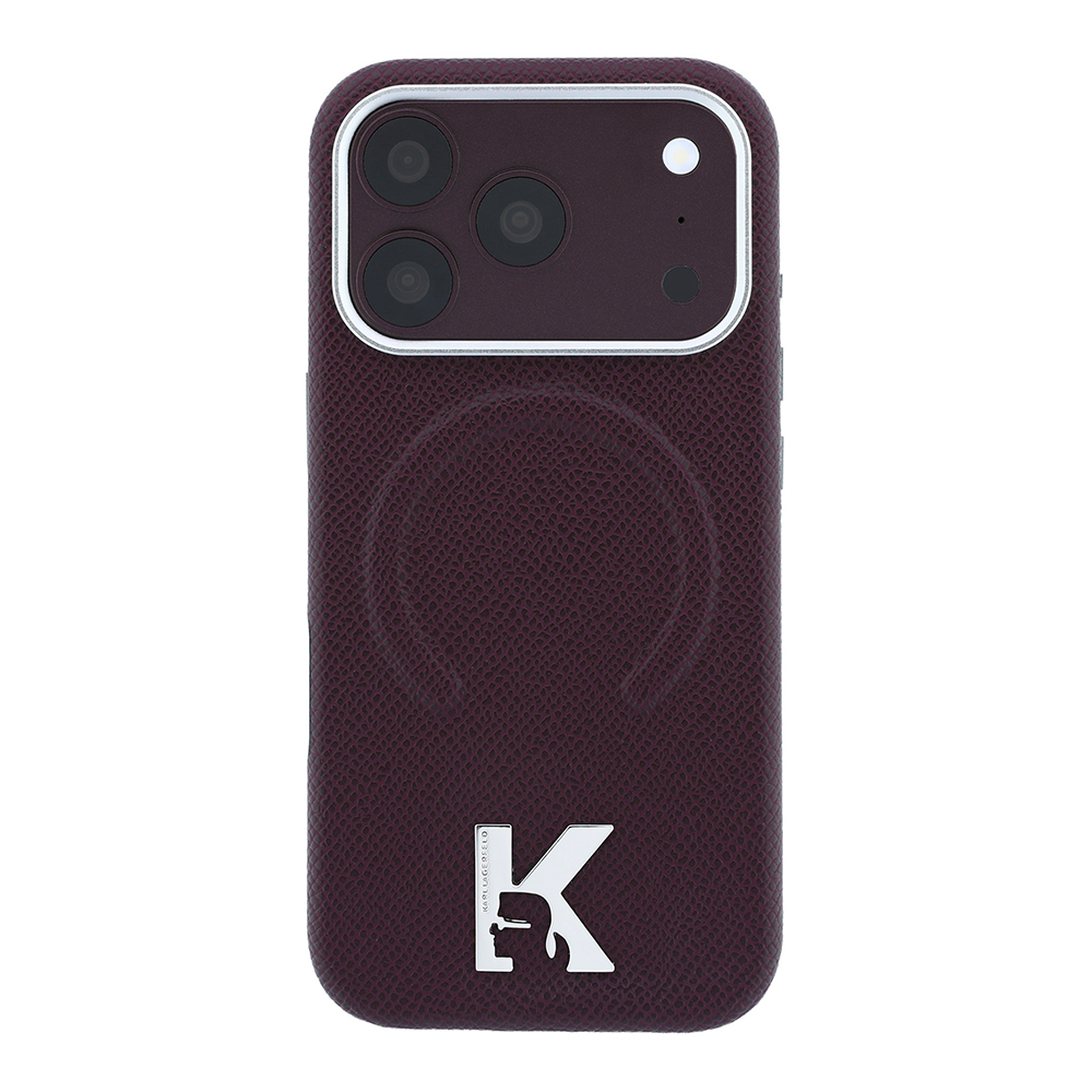 Apple iPhone 18 Pro Kılıf Karl Lagerfeld Orjinal Lisanslı M-safe Şarj Özellikli KHEAD Metal Logolu PU Grained Deri Kapak - 2