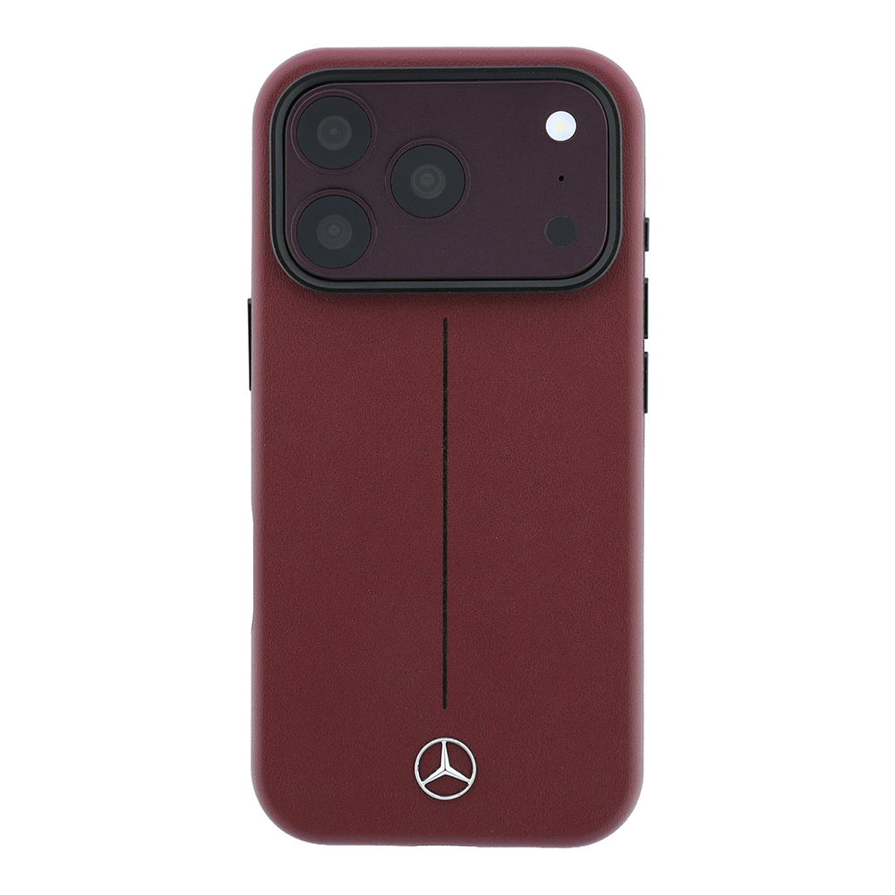 Apple iPhone 18 Pro Kılıf Mercedes Benz Orjinal Lisanslı M-safe Şarj Özellikli Metal Yıldız Logolu Çizgili Deri Kapak - 2