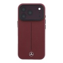 Apple iPhone 18 Pro Kılıf Mercedes Benz Orjinal Lisanslı M-safe Şarj Özellikli Metal Yıldız Logolu Çizgili Deri Kapak - 2