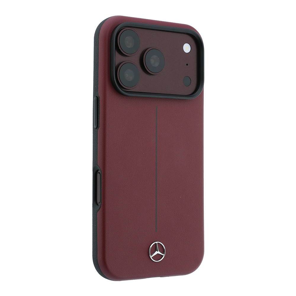 Apple iPhone 18 Pro Kılıf Mercedes Benz Orjinal Lisanslı M-safe Şarj Özellikli Metal Yıldız Logolu Çizgili Deri Kapak - 3