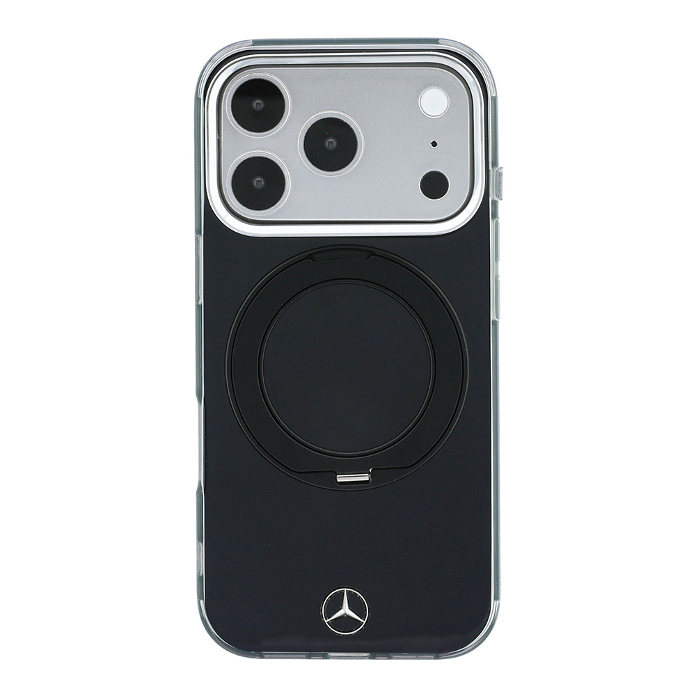 Apple iPhone 18 Pro Max Kılıf Mercedes Benz Orjinal Lisanslı M-safe Şarj Özellikli 360 Derece Dönebilen Standlı Metal Logolu Sert PC Kapak - 2