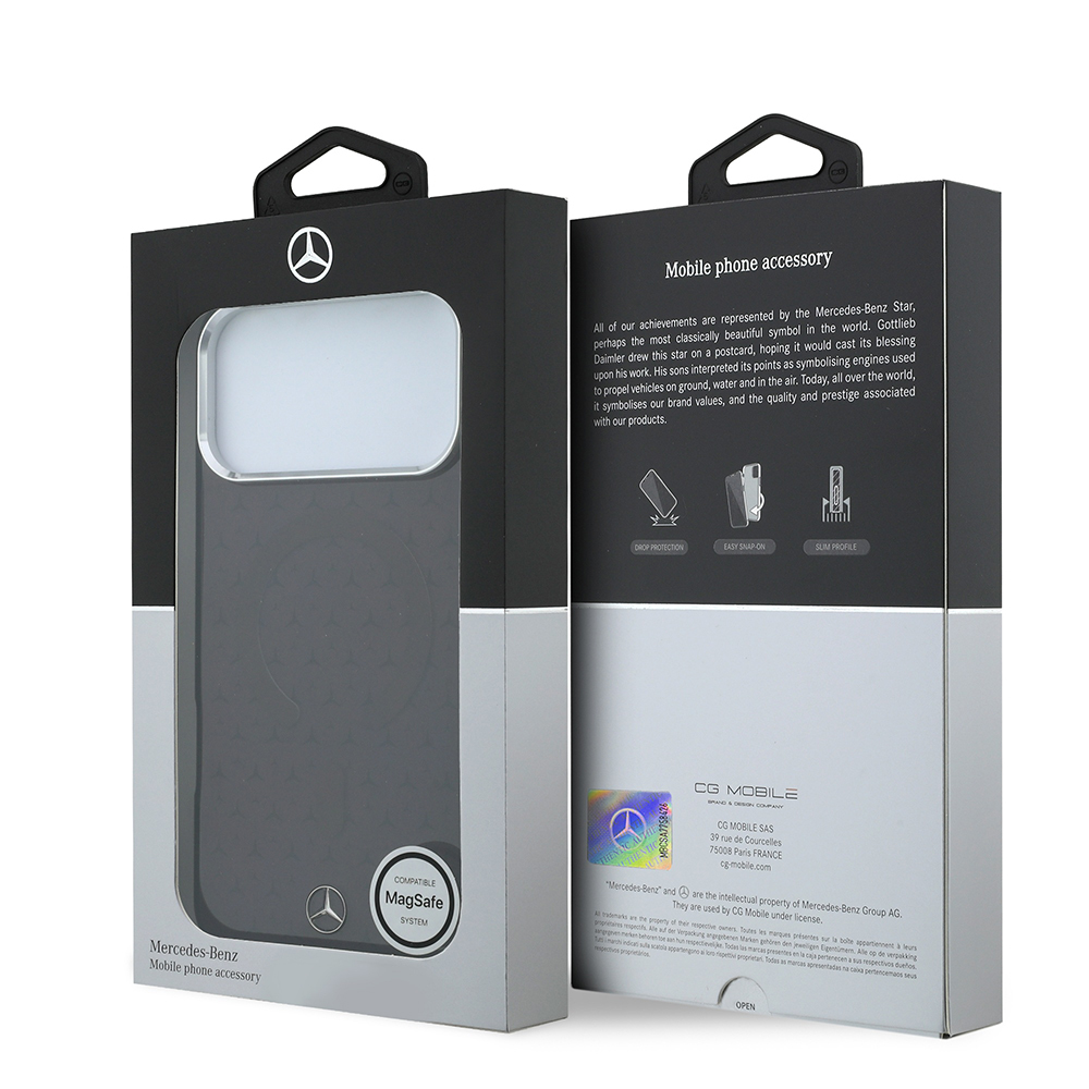 Apple iPhone 18 Pro Max Kılıf Mercedes Benz Orjinal Lisanslı M-safe Şarj Özellikli Çift Katmanlı Yıldız Desenli Sert PC Kapak - 7