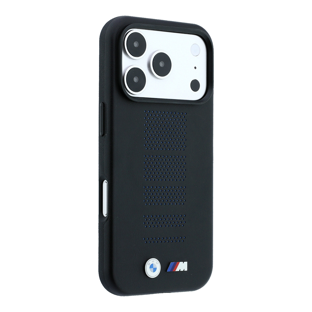 Apple iPhone 18 Pro Max Kılıf BMW Orjinal Lisanslı M-safe Şarj Özellikli PU Delikli Metal M Logolu Kapak - 3