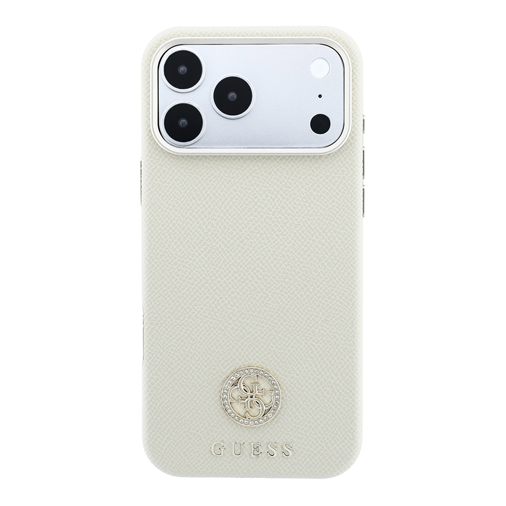 Apple iPhone 18 Pro Max Kılıf Guess Orjinal Lisanslı M-safe Şarj Özellikli PU Taşlı Metal 4G ve Yazı Logolu Kapak - 2