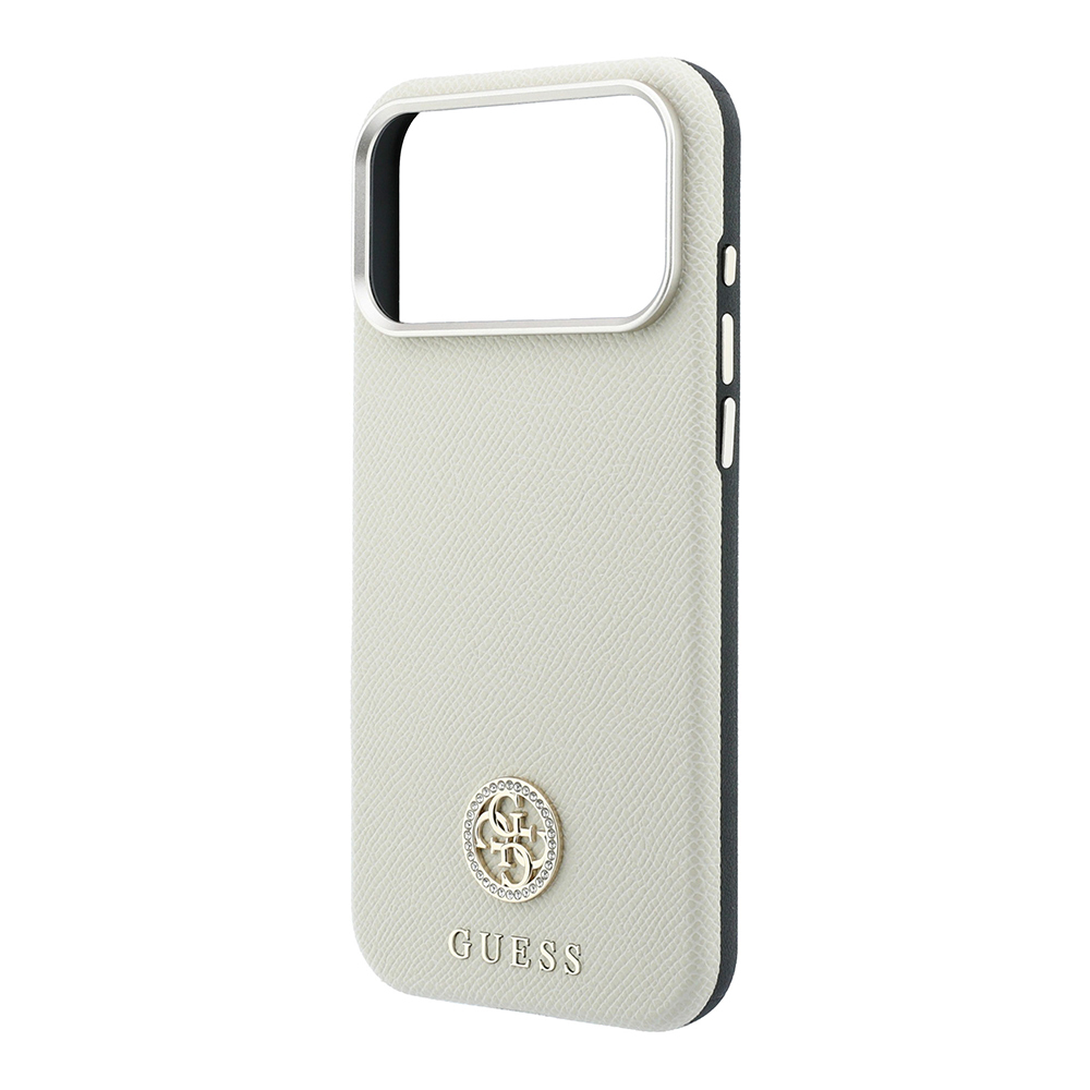 Apple iPhone 18 Pro Max Kılıf Guess Orjinal Lisanslı M-safe Şarj Özellikli PU Taşlı Metal 4G ve Yazı Logolu Kapak - 5