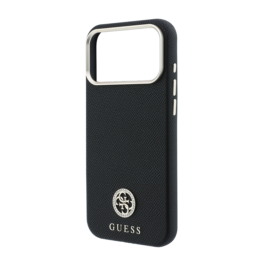 Apple iPhone 18 Pro Max Kılıf Guess Orjinal Lisanslı M-safe Şarj Özellikli PU Taşlı Metal 4G ve Yazı Logolu Kapak - 5