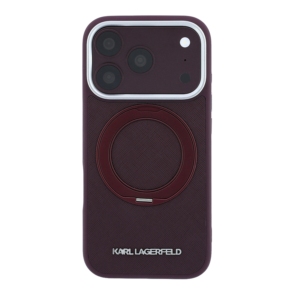 Apple iPhone 18 Pro Kılıf Karl Lagerfeld Orjinal Lisanslı M-Safe Şarj Özellikli Metal Logolu PU Saffiano 360 Derece Dönebilen Standlı Kapak - 2