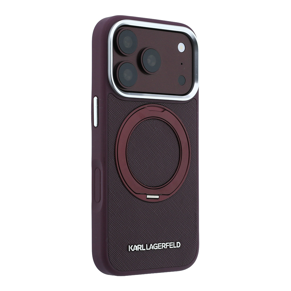 Apple iPhone 18 Pro Kılıf Karl Lagerfeld Orjinal Lisanslı M-Safe Şarj Özellikli Metal Logolu PU Saffiano 360 Derece Dönebilen Standlı Kapak - 3