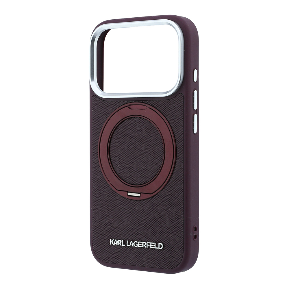 Apple iPhone 18 Pro Kılıf Karl Lagerfeld Orjinal Lisanslı M-Safe Şarj Özellikli Metal Logolu PU Saffiano 360 Derece Dönebilen Standlı Kapak - 5