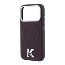 Apple iPhone 18 Pro Max Kılıf Karl Lagerfeld Orjinal Lisanslı M-safe Şarj Özellikli KHEAD Metal Logolu PU Grained Deri Kapak - 5