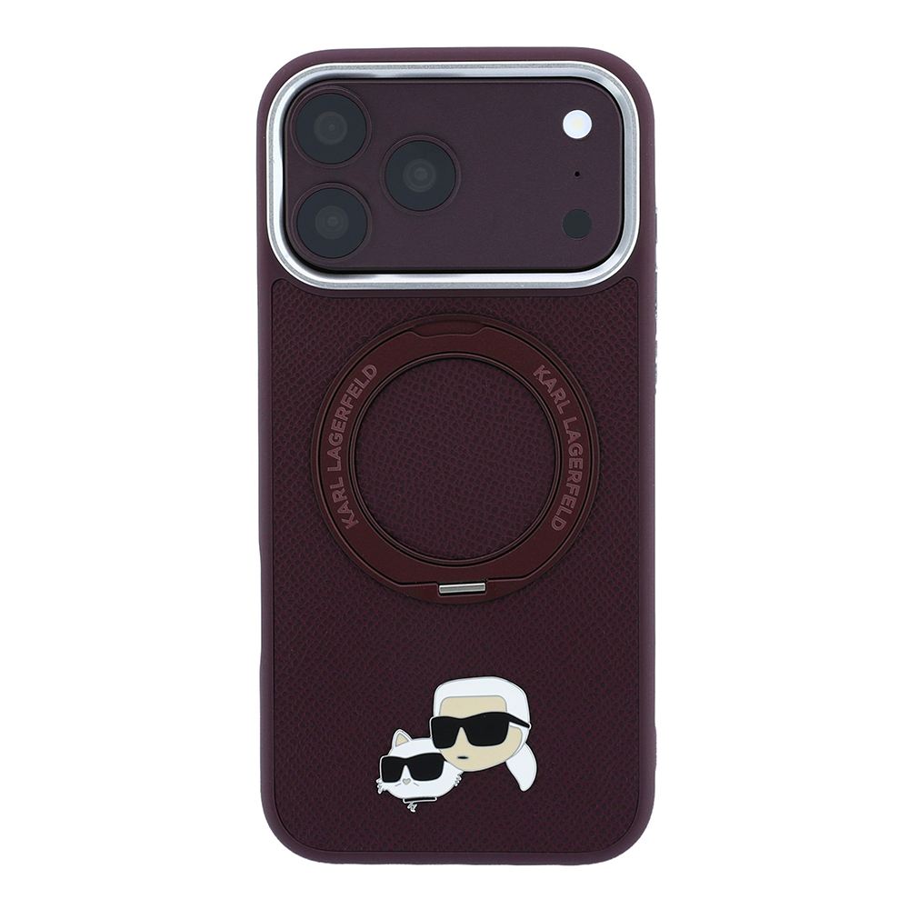 Apple iPhone 18 Pro Max Kılıf Karl Lagerfeld Orjinal Lisanslı M-Safe Şarj Özellikli K&C Metal Logolu PU 360 Derece Dönebilen Standlı Kapak - 2