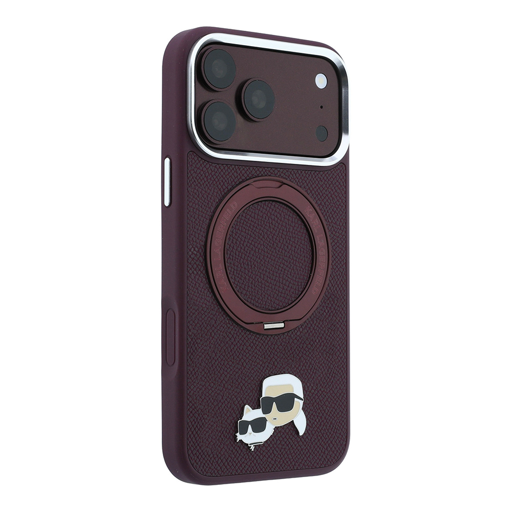 Apple iPhone 18 Pro Max Kılıf Karl Lagerfeld Orjinal Lisanslı M-Safe Şarj Özellikli K&C Metal Logolu PU 360 Derece Dönebilen Standlı Kapak - 3