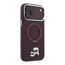Apple iPhone 18 Pro Max Kılıf Karl Lagerfeld Orjinal Lisanslı M-Safe Şarj Özellikli K&C Metal Logolu PU 360 Derece Dönebilen Standlı Kapak - 3
