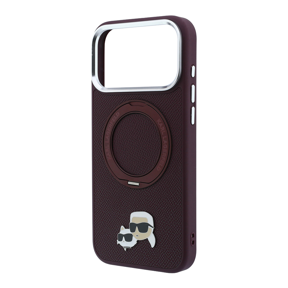 Apple iPhone 18 Pro Max Kılıf Karl Lagerfeld Orjinal Lisanslı M-Safe Şarj Özellikli K&C Metal Logolu PU 360 Derece Dönebilen Standlı Kapak - 5