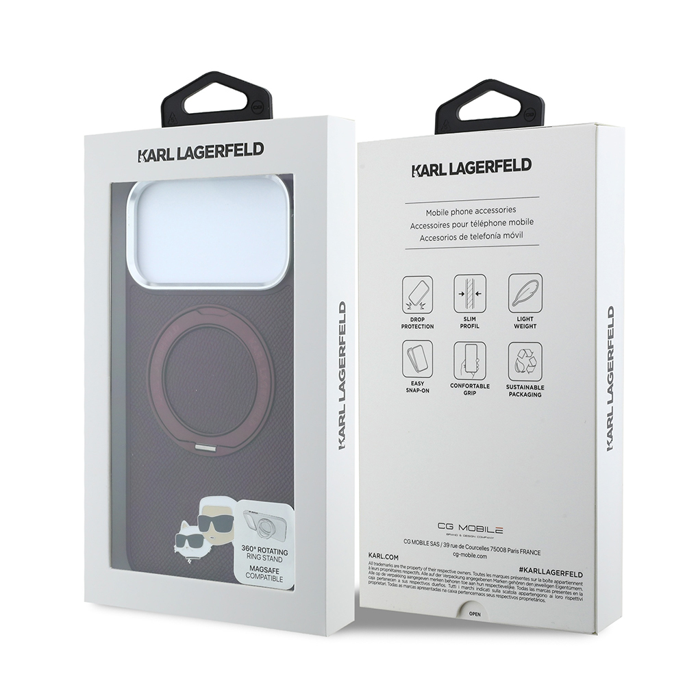 Apple iPhone 18 Pro Max Kılıf Karl Lagerfeld Orjinal Lisanslı M-Safe Şarj Özellikli K&C Metal Logolu PU 360 Derece Dönebilen Standlı Kapak - 7