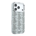 Apple iPhone 18 Pro Max Kılıf Lacoste Orjinal Lisanslı M-safe Şarj Özellikli Metal Logolu Deri Karışık Monogram Desenli Kapak - 3