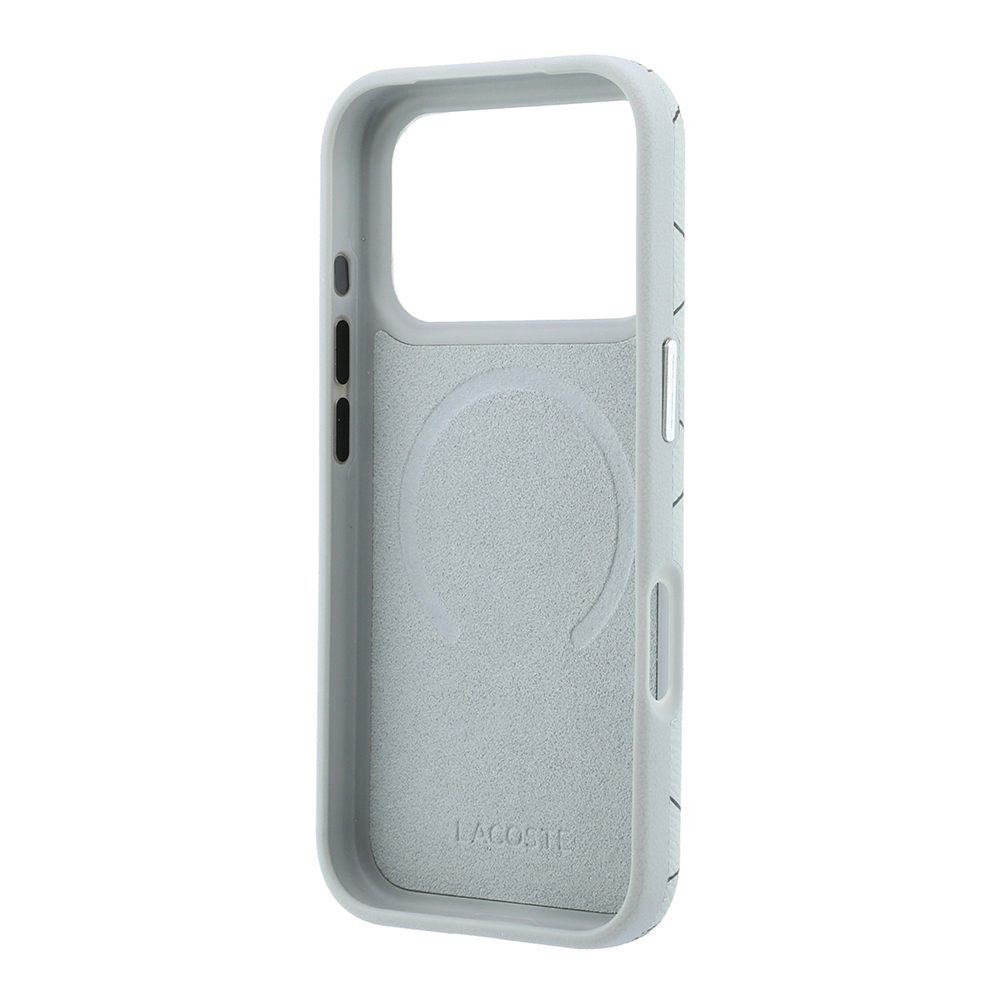 Apple iPhone 18 Pro Max Kılıf Lacoste Orjinal Lisanslı M-safe Şarj Özellikli Metal Logolu Deri Karışık Monogram Desenli Kapak - 6