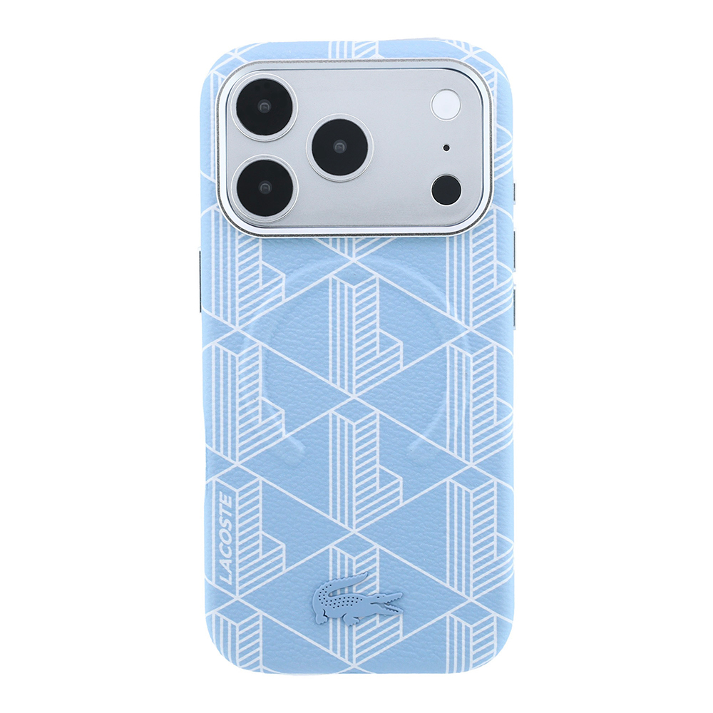 Apple iPhone 18 Pro Max Kılıf Lacoste Orjinal Lisanslı M-safe Şarj Özellikli Metal Logolu Deri Karışık Monogram Desenli Kapak - 2