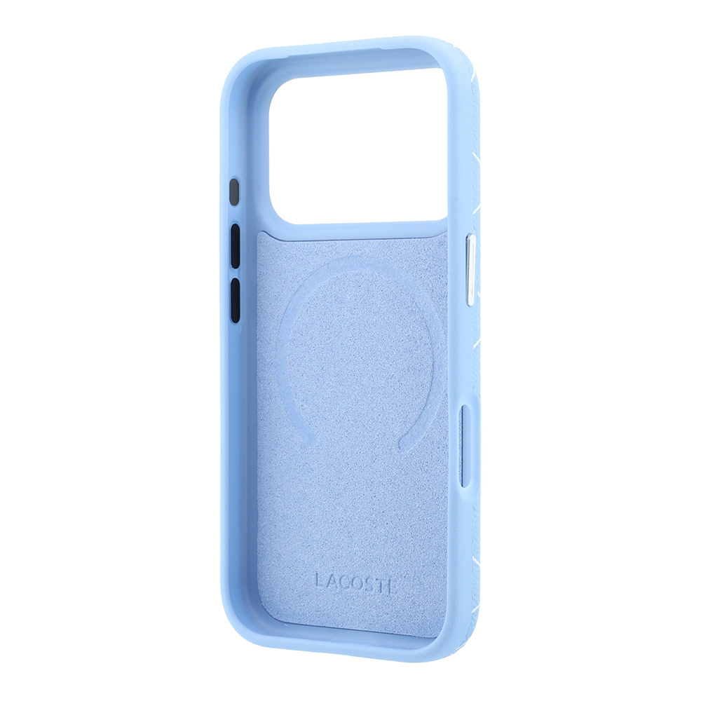 Apple iPhone 18 Pro Max Kılıf Lacoste Orjinal Lisanslı M-safe Şarj Özellikli Metal Logolu Deri Karışık Monogram Desenli Kapak - 6