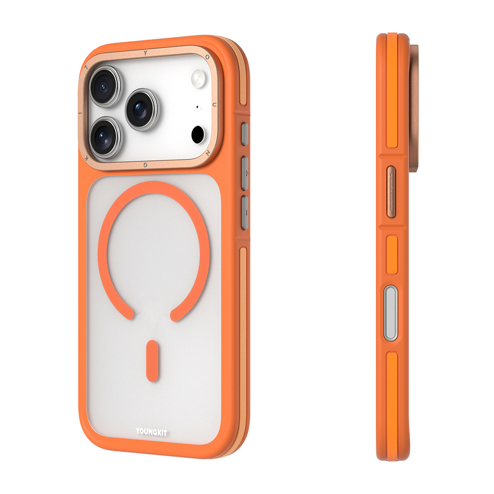 Apple iPhone 17 Pro Uyumlu Kılıf M-safe Şarj Özellikli Youngkit Rock Sand Serisi Kapak - 7