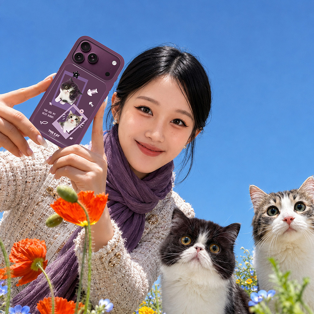 Apple iPhone 18 Pro Max Kılıf M-safe Şarj Özellikli 3D Baskılı Tasarım Mutural The Cat Serisi Kapak - 9