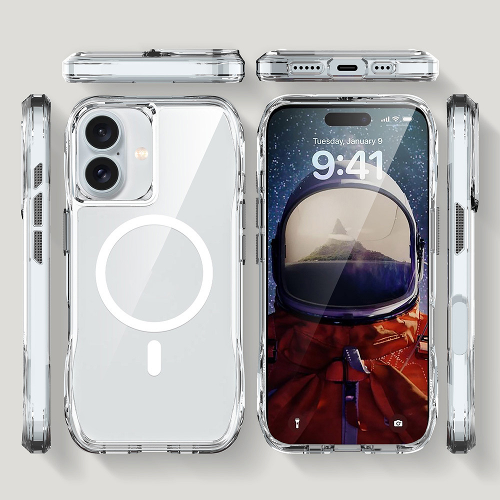 Apple iPhone 16 Uyumlu Kılıf Magsafe Şarj Özellikli Airbagli Şeffaf Zore İncek Kapak - 4