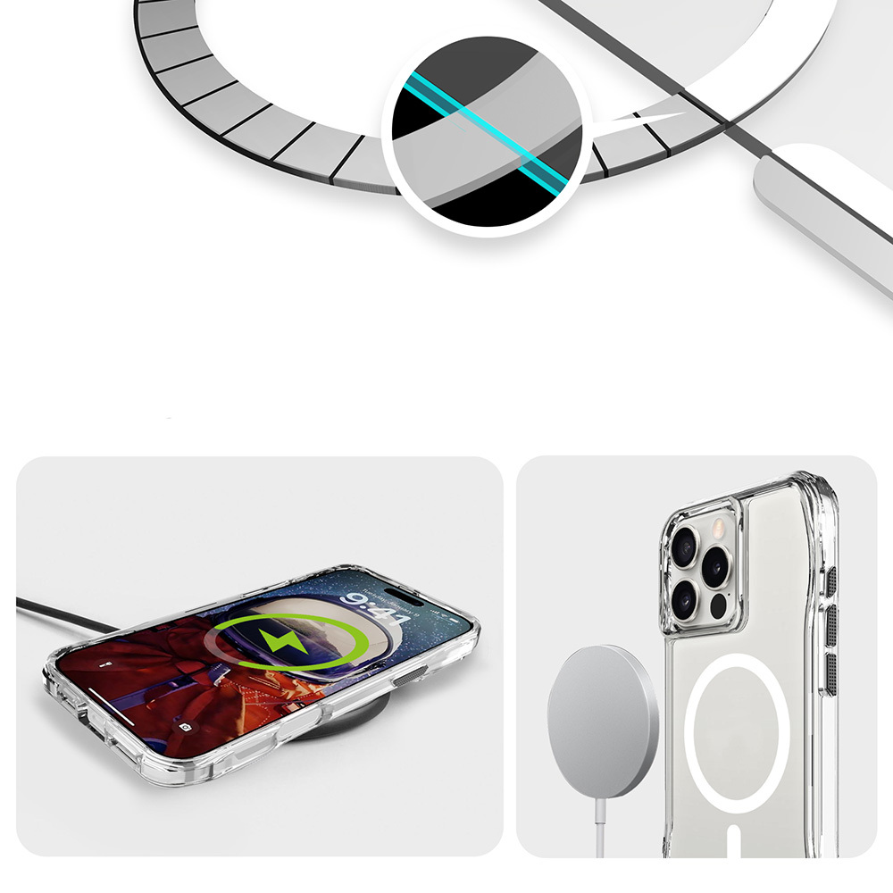 Apple iPhone 16 Pro Max Uyumlu Kılıf Magsafe Şarj Özellikli Airbagli Şeffaf Zore İncek Kapak - 9