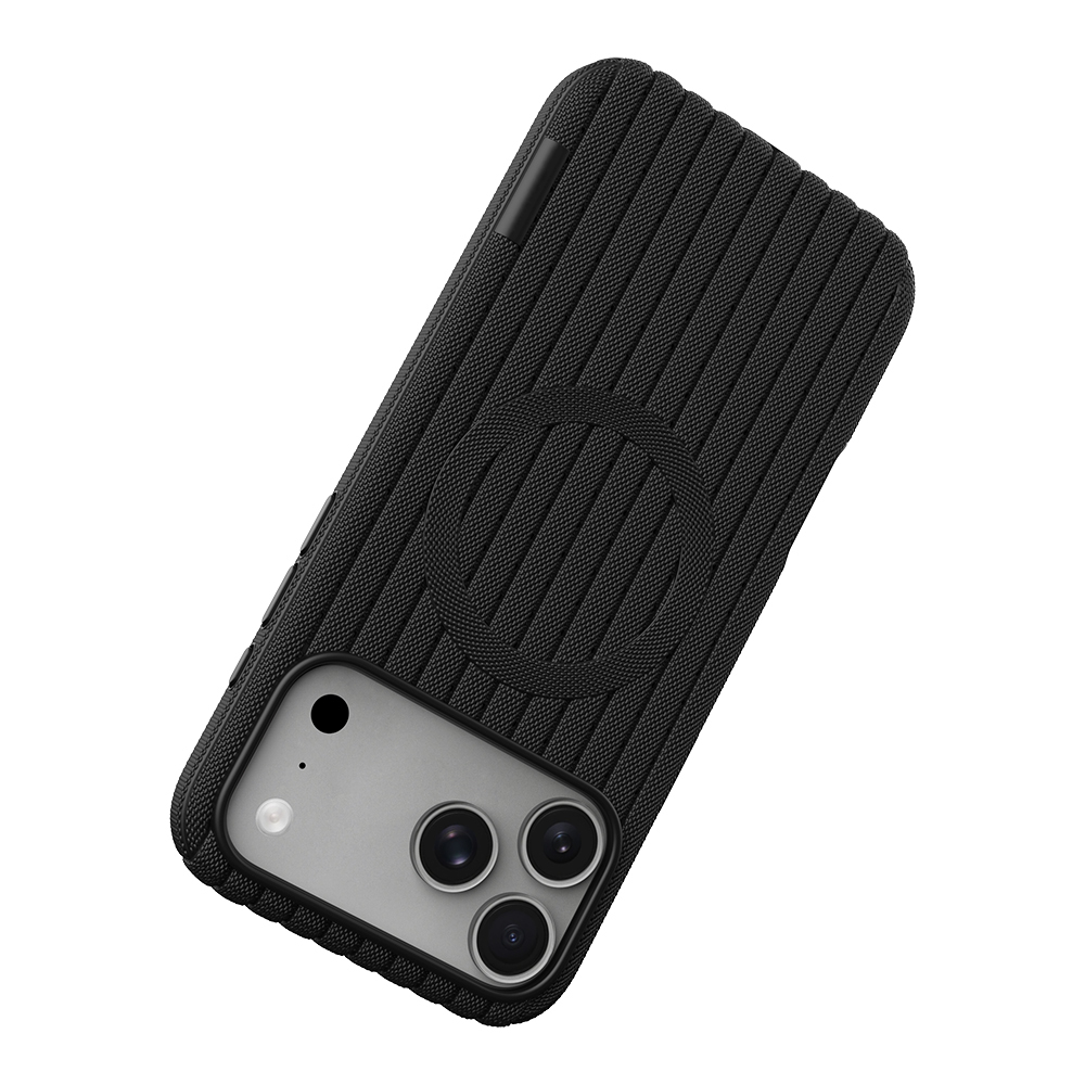 Apple iPhone 17 Pro Uyumlu Kılıf M-Safe Şarj Özellikli Çizgi Desenli Kumaş Dokulu Zore Paris Lorin Kapak - 5