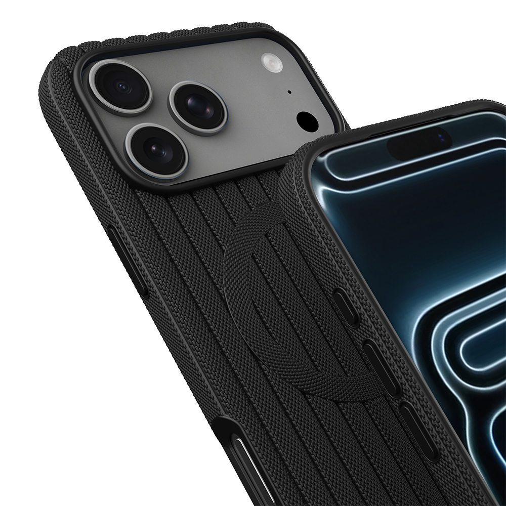 Apple iPhone 17 Pro Uyumlu Kılıf M-Safe Şarj Özellikli Çizgi Desenli Kumaş Dokulu Zore Paris Lorin Kapak - 7