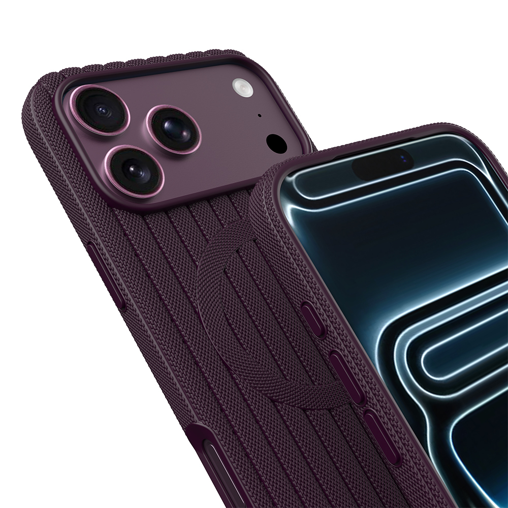 Apple iPhone 17 Pro Uyumlu Kılıf M-Safe Şarj Özellikli Çizgi Desenli Kumaş Dokulu Zore Paris Lorin Kapak - 5